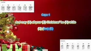 White Christmas by Michael Buble and Shania Twain play along with scrolling guitar chords and lyrics