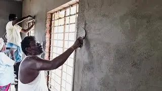 Window corner edge plastering techniques in 21' x 21' size Hall room | S.SREETHARAMALAN