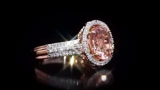 JK Crown: Morganite & Diamond Halo Ring in 10k Rose Gold