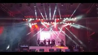 DMX flame machine mixed with moving head light on the stage