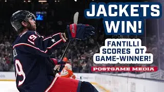 BLUE JACKETS WIN! Adam Fantilli Scores the Overtime Game Winner Over the Ducks! 💥🦆| Postgame Media