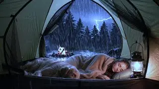 Peaceful Night Rainfall 🌧 Camping in Heavy Rain & Thunder | Forest Sounds for Sleep