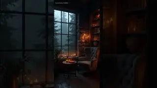 ASMR Rain and Distant Lightning | Cozy Atmosphere in the Reading Room with Warm Candles 🌧️🔥 #asmr