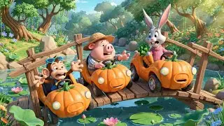 Baby Monkey&rsquo;s Pumpkin Car Race With Bunny and Piglet | Kids Storytime