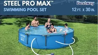 Bestway Steel Pro 12 x 30 Inch Frame Above Ground Swimming Pool with Filter Pump
