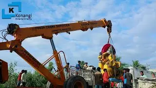Hyderabad Ganesh Transporting | Ganesh idol Lifting with Crane | Ganesh transporting #ganeshaagman