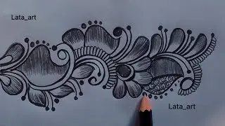 Beautiful pencil shading mehndi design/ Arabic style mehndi design/ mehndi designs #lataart