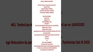 NCL CIL Technician Recruitment 2025 - What You NEED To Know