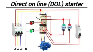 DOL starter connection with indicator lamp || DOL Starter for 3 phase motor || animation video