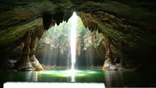 Rain Rings on Waterfall Pool &mdash; Gentle Ripple Ambience (4 Hours)