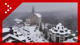 Neve sul Terminillo, il drone in volo sul paese di Pian de' Valli