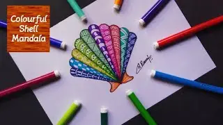 How to draw seashell step by step/Colorful Shell Mandala for beginners/Sea Shell ZenDoodle/ Seashell