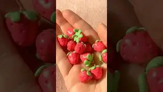 Polymer clay strawberry charms 🍓 #polymerclay