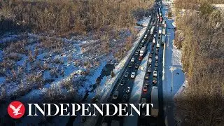 Hundreds stranded all night in freezing temperatures on snowy US highway