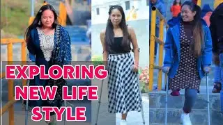Amputee lady adaptive crutches user | exploring new life style