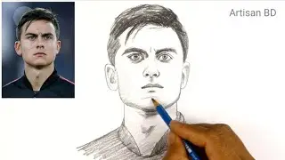 Drawing of Paulo Dybala, pencil sketch | Dybala Football Player From Qatar World Cup 2022