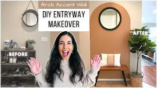 Extreme DIY Entryway Makeover On A Budget | Painted Arch Feature Wall | OHA | Yasmin Khani