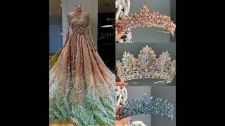 Beautiful Dresses with crown #fashiondesigner#fashion#stylish #dressdesign #crown #pearls #crystals