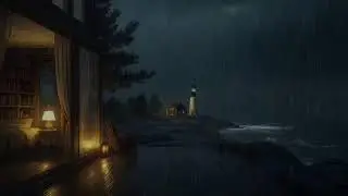 Heavy Rain on a Cozy Cabin Deck | Forest Night Sounds for Sleep