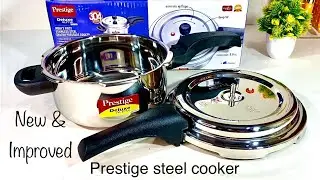Prestige Deluxe Svachh Alpha Steel Cooker 3L | Wide cooker | Steel Pressure pan | Alpha Triply Base
