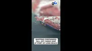 Multiple shipping containers fall off cargo ship into water at Port of Long Beach