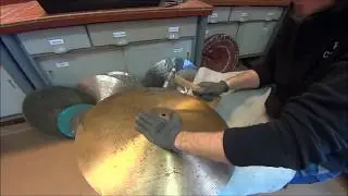 keyhole repair on a ride cymbal by Kamin Cymbals