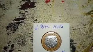 Moeda de 1 Real Ano 2005  ( Inclinada &agrave; Esquerda )