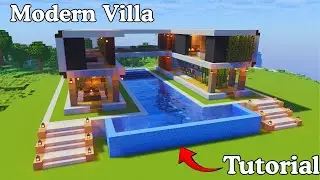 Minecraft: How to Build Modern Villa/Mansion Tutorial | Long-Build🏠