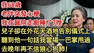 我68歲，老伴突發心梗，我在醫院走廊睡了7晚，兒子卻在外花天酒地，告別儀式上聽到他一句話，我當場一巴掌甩過去，晚年再不信狼心狗肺！#晚年生活 #中老年生活 #為人處世 #生活經驗 #情感故事