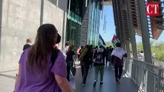 City College students walk to the MS building quad during the San Diego City College Student Walkout