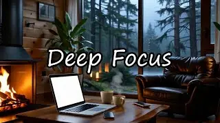 Deep Focus Music by the Fireplace 🌧️🔥 | Rainy Night Ambience for Work & Study