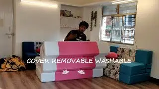folding sofa cum bed cover removable washable size 5x6