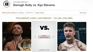 Darragh Kelly Vs Kye Stevens Prediction Bellator 285