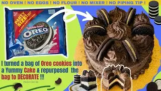 EASY Lockdown OREO Biscuit Cake Recipe | NO DECORATING TOOLS #nooven #noeggs #oreocake