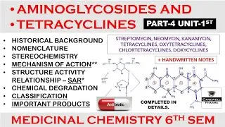 Aminoglycosides & Tetracyclines (complete) || Part 4 Unit 1 || Medicinal Chemistry 6th Semester