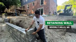 Retaining Wall and Paver Patio in Beverly Hills Michigan | Landscape Design in Birmingham Michigan