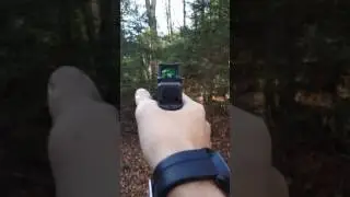 Trijicon RMR Dual Illuminated 7 MOA Amber in the woods
