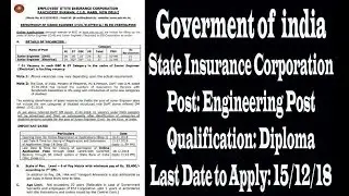 ESIC Recruitment 2018 : Junior Engineer (Civil/ Electrical) [79 Posts], Apply Online