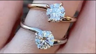Rose Gold Vs. Platinum Wavy Diamond Solitaire Engagement Ring - Aurora