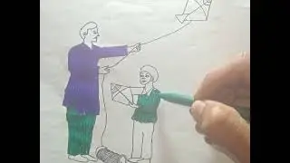 Drawing makarsakar। And  kite 🪁 esake  and calr  drawing 