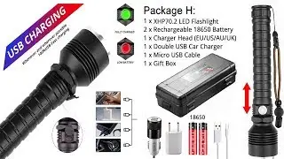 XHP70 2 LED Flashlight Most Powerful XLamp XHP50 Rechargeable USB Zoom Torch XHP70 18650 26650 Hunti