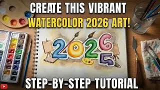 New year drawing 2026,😍Water colour tutorial step by step