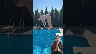 Splits Jack Knife Toe Touch Dive into Dirty Swimming Pool #shorts
