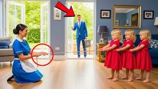 Miljonären anlände tidigt och såg den nya barnflickan leka med hans trillingar och allt förändr...