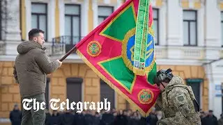 Ukraine one year on: President Zelensky thanks troops at remembrance ceremony