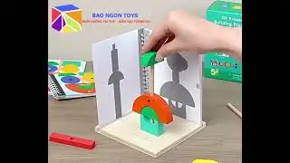 DG304 wooden 3d shape matching puzzle toys, wooden 3d projection building blocks BAO NGON TOYS