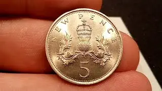 UK 1968 5 NEW PENCE Coin VALUE - United Kingdom Queen Elizabeth II 1968 5 Pence Coin
