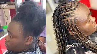 BEAUTIFUL CORNROW BRAIDS WITH SINGLES AT THE BACK 