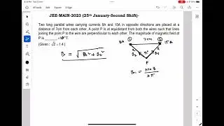 Two long parallel wires carrying currents 8A and 15 A in opposite directions are placed at #physics