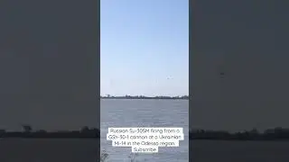 Russian Su-30SM firing from a GSh-30-1 cannon at a Ukrainian Mi-14 in the Odessa region. Ukraine war